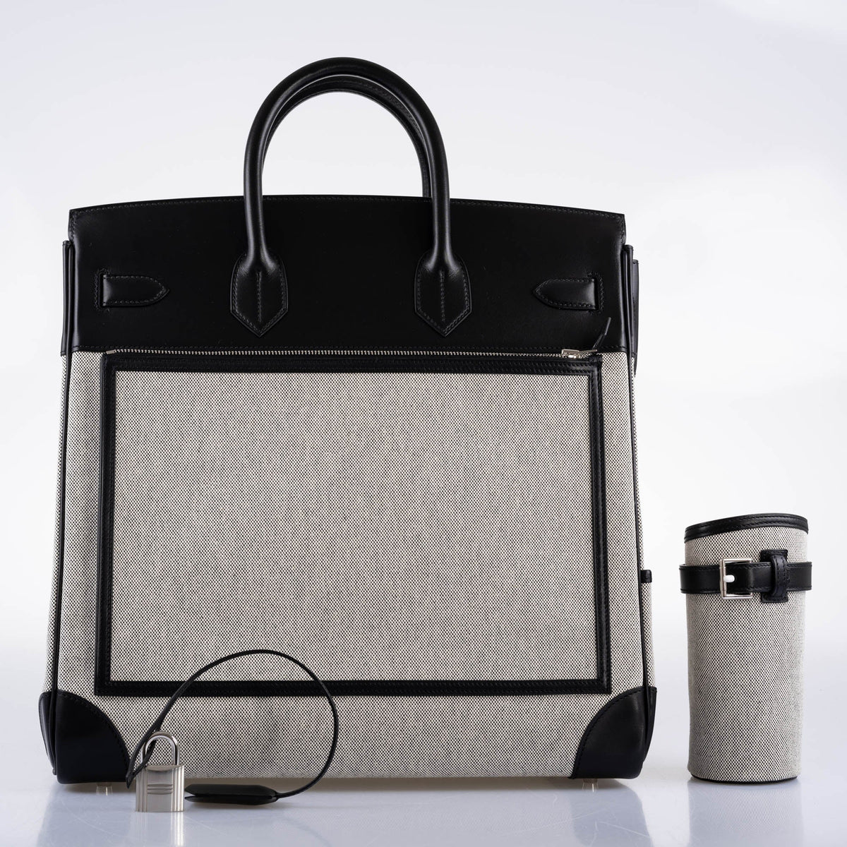 Hermes Cargo HAC Birkin 40 Black Box Toile Palladium Hardware 2021 Z