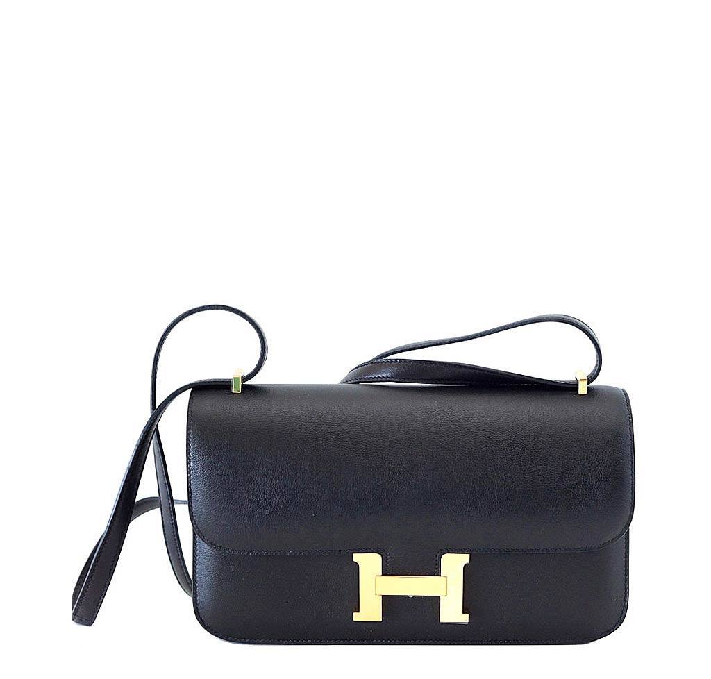 Hermes Constance Elan Black Swift Leather Gold Hardware