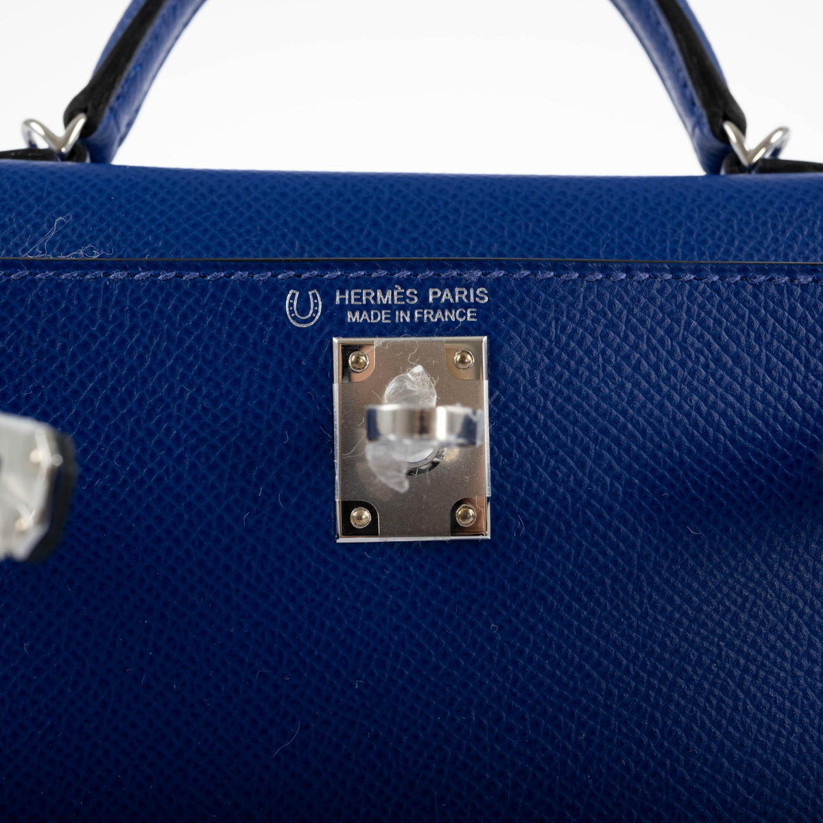 Hermes HSS Kelly 20 Mini II Sellier Blue Electric & Black Interior Epsom Palladium