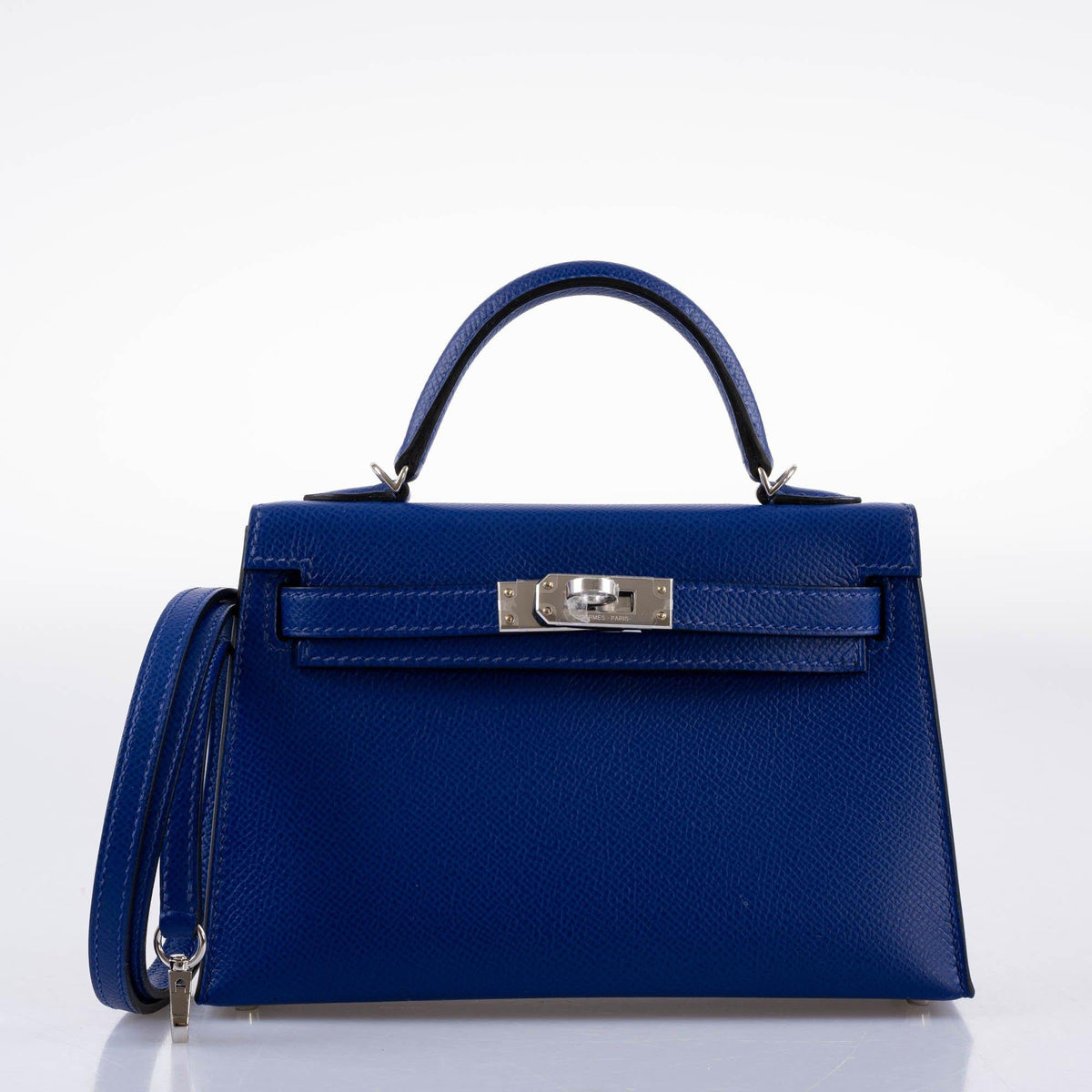 Hermes HSS Kelly 20 Mini II Sellier Blue Electric & Black Interior Epsom Palladium