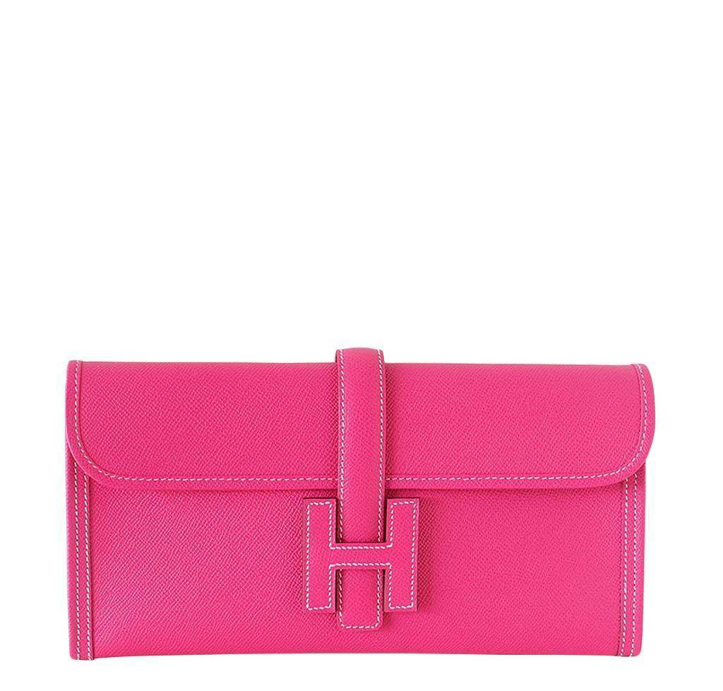 Hermes Jige 29 Rose Tyrien Epsom Leather Clutch