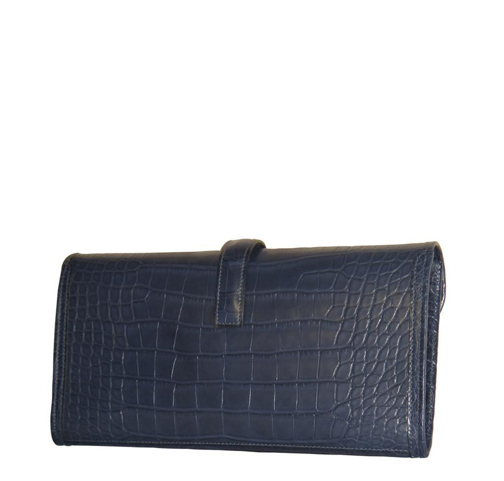 Hermes Jige 29 Clutch Bag Blue Alligator