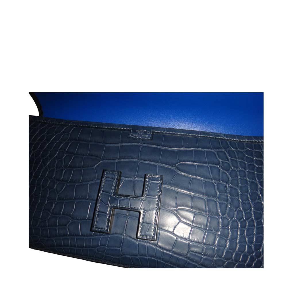 Hermes Jige 29 Clutch Bag Blue Alligator