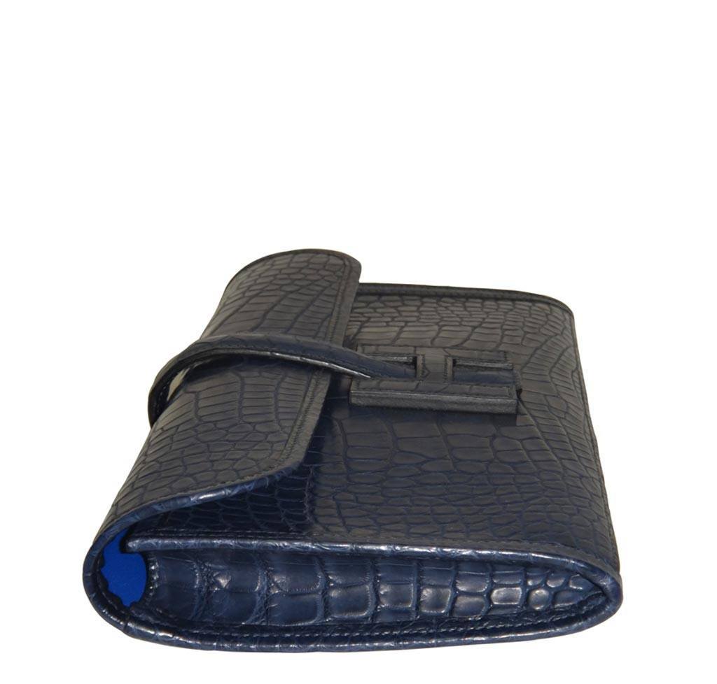 Hermes Jige 29 Clutch Bag Blue Alligator