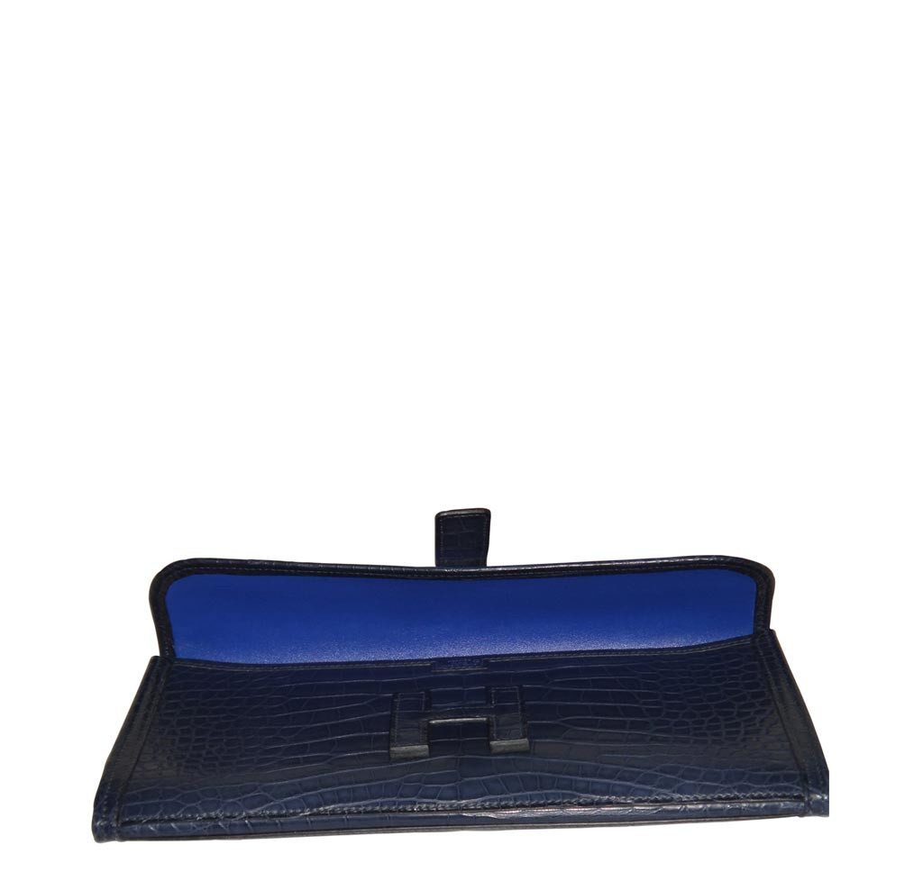 Hermes Jige 29 Clutch Bag Blue Alligator
