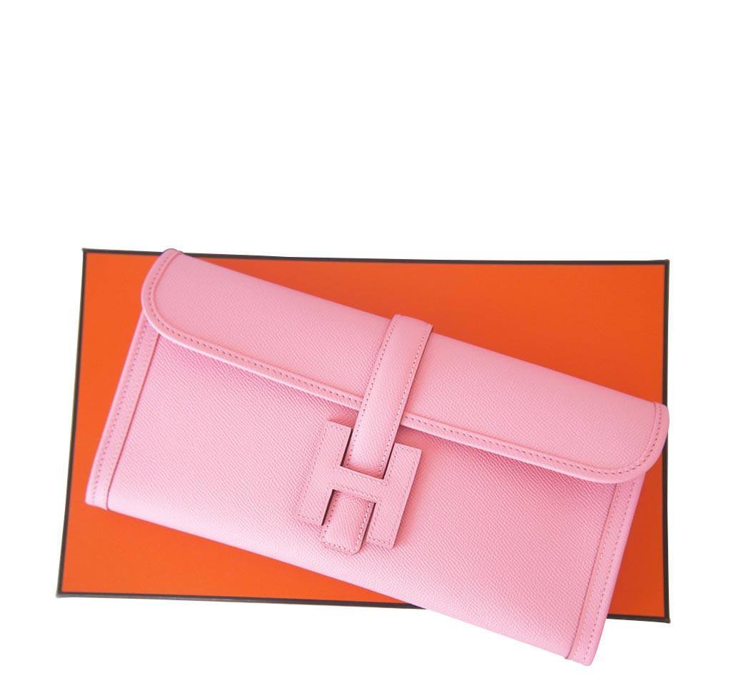 Hermes Jige 29 Rose Confetti Epsom Leather Clutch