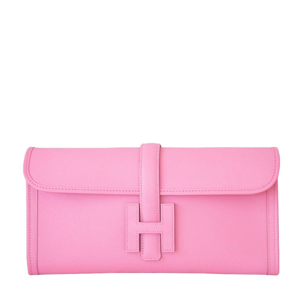 Hermes Jige 29 Rose Confetti Epsom Leather Clutch