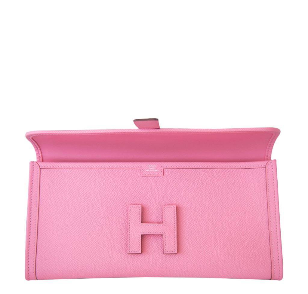 Hermes Jige 29 Rose Confetti Epsom Leather Clutch