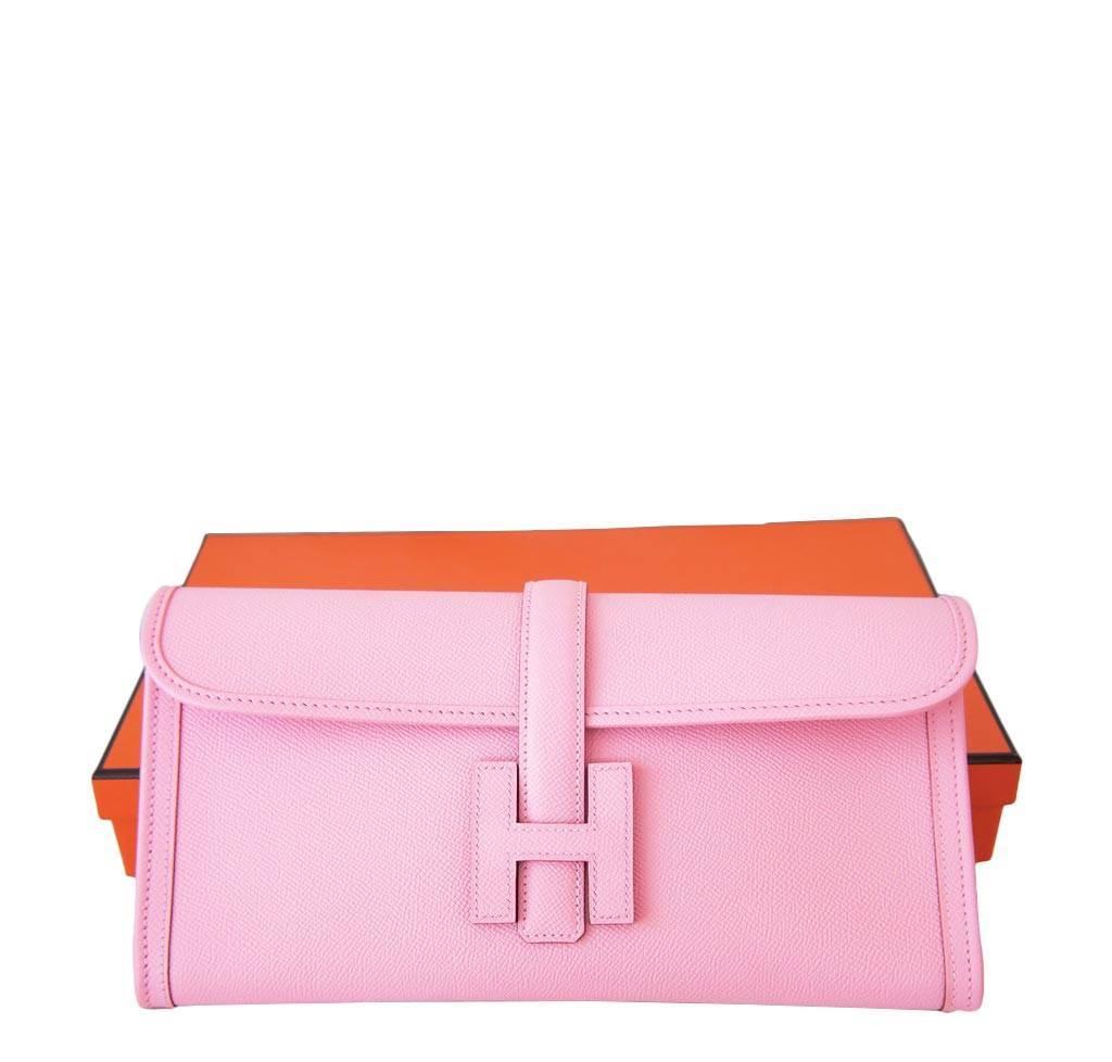 Hermes Jige 29 Rose Confetti Epsom Leather Clutch