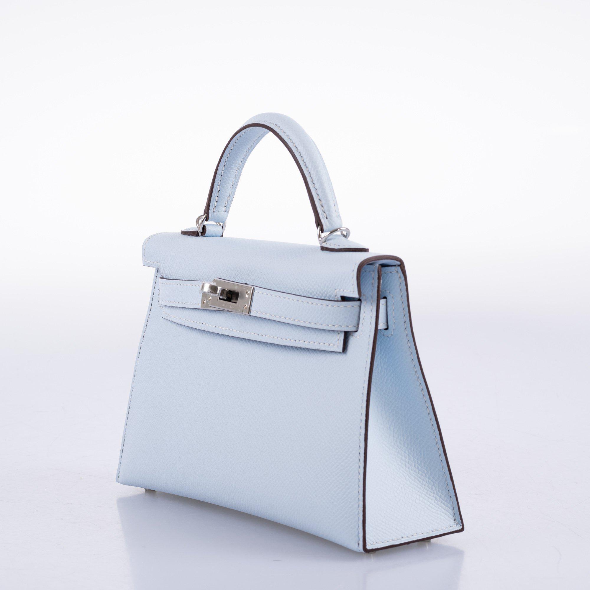 Hermes Kelly 20 Mini II Bleu Brume Hydra Epsom Palladium Hardware