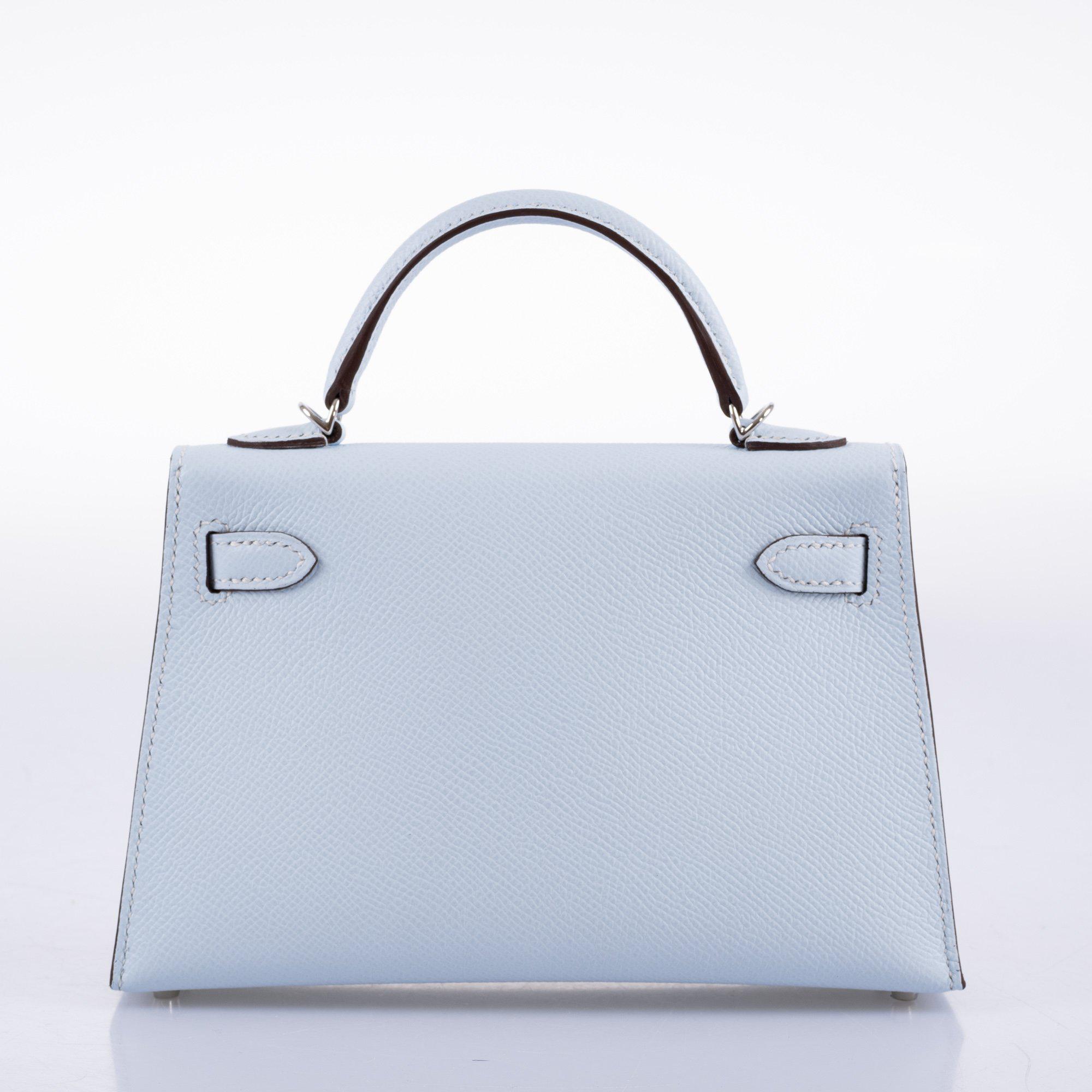 Hermes Kelly 20 Mini II Bleu Brume Hydra Epsom Palladium Hardware