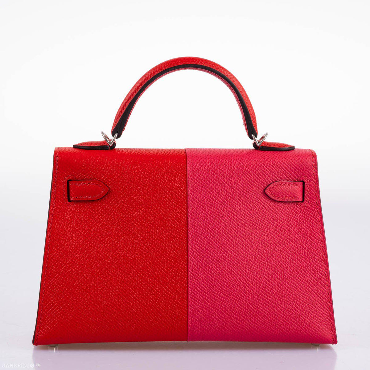 Hermes Kelly 20 Mini II Sellier Tri-color Rose Extreme, Rouge de Coeur, Bleu Zanzibar Epsom Palladium