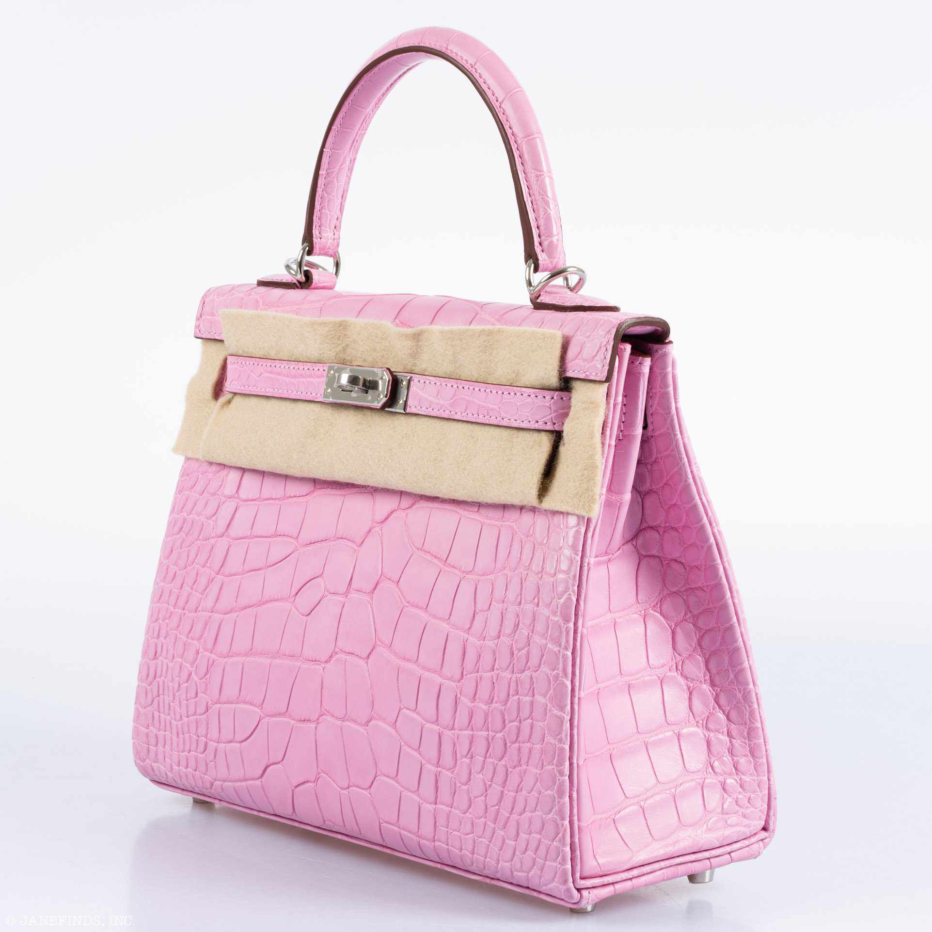 Hermes Kelly 25 Retourne 5P Bubblegum Pink Matte Alligator Palladium Hardware