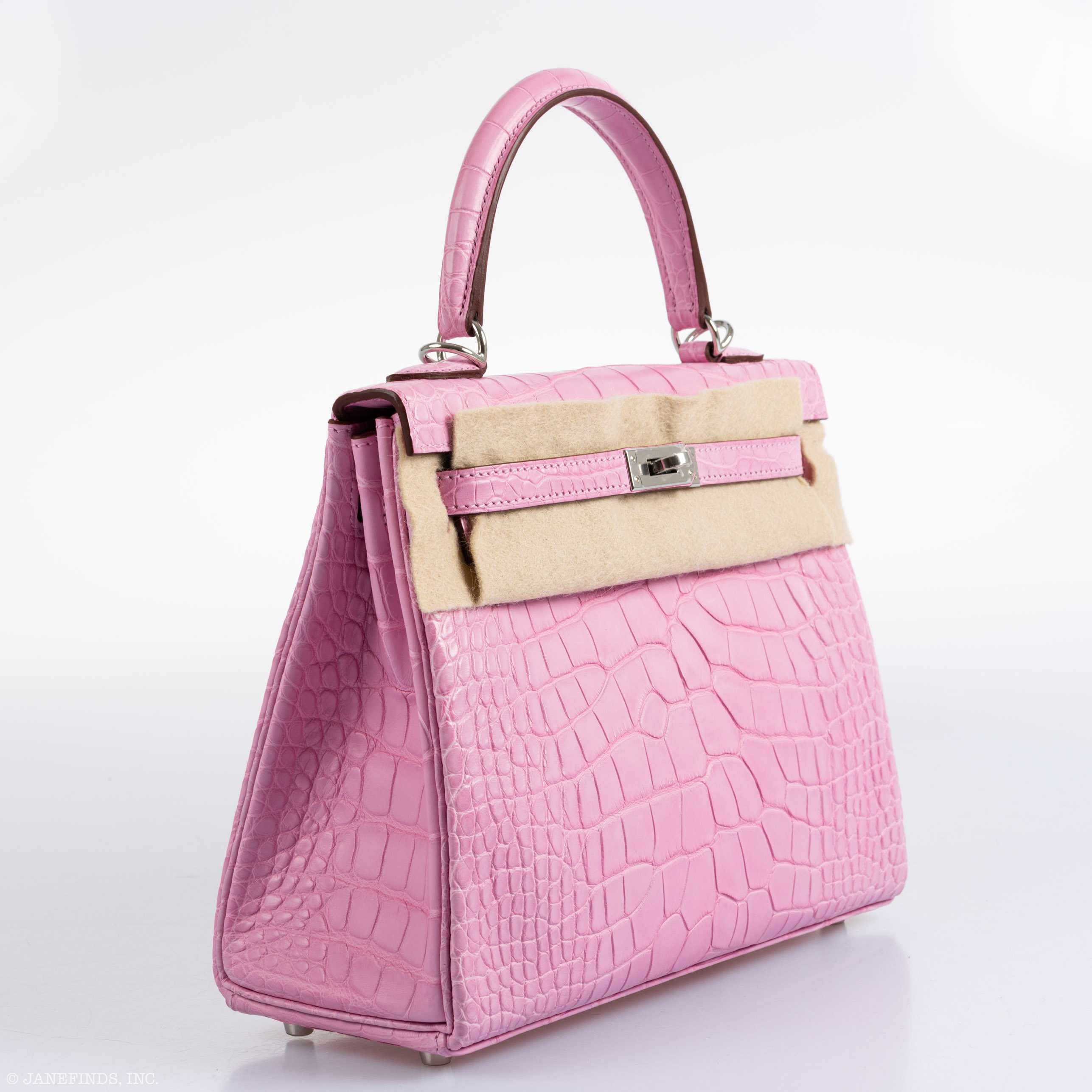 Hermes Kelly 25 Retourne 5P Bubblegum Pink Matte Alligator Palladium Hardware