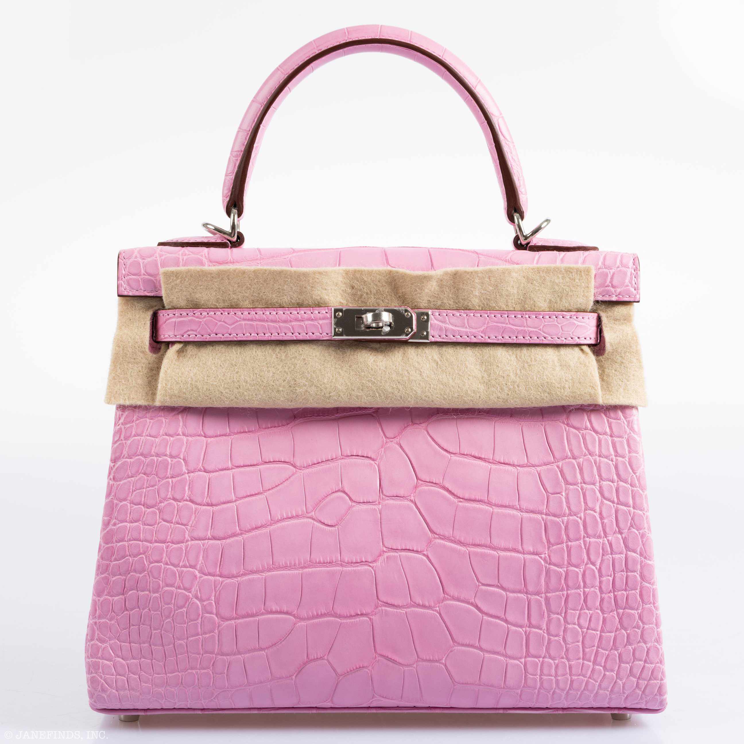 Hermes Kelly 25 Retourne 5P Bubblegum Pink Matte Alligator Palladium Hardware