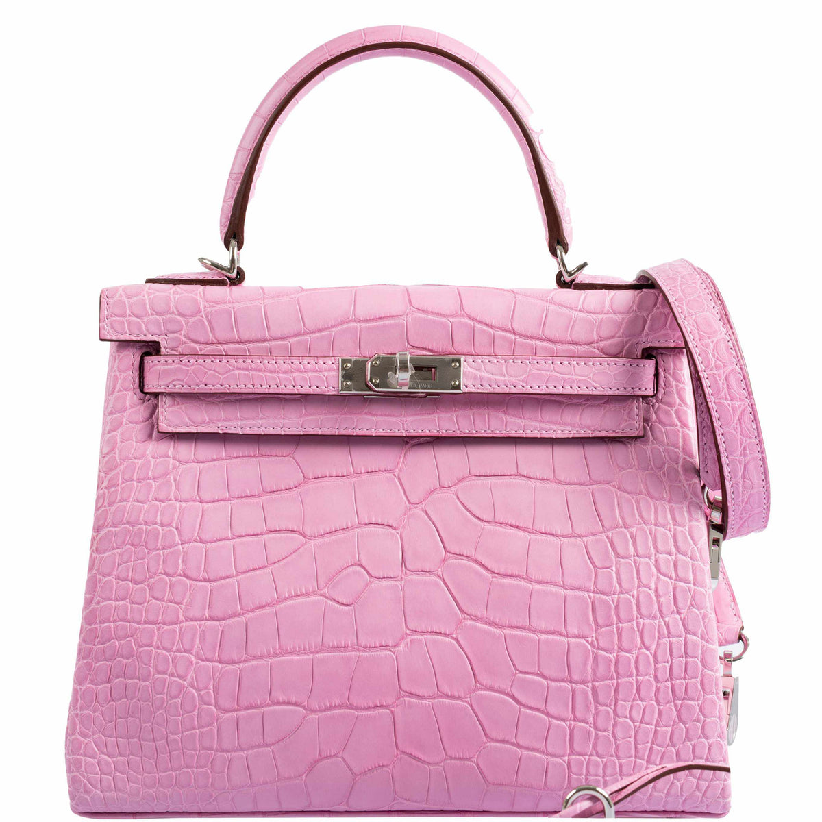 Hermes Kelly 25 Retourne 5P Bubblegum Pink Matte Alligator Palladium Hardware