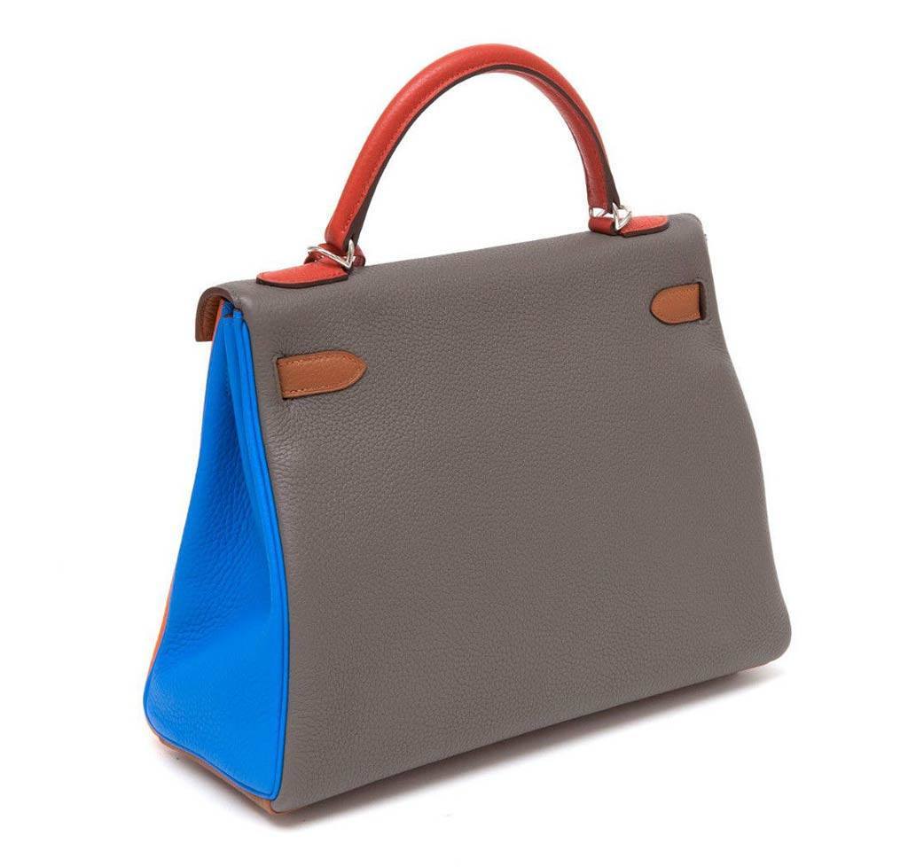 Hermes Kelly 32 Arlequin Limited Edition Multi Color Clemence Leather Palladium Hardware