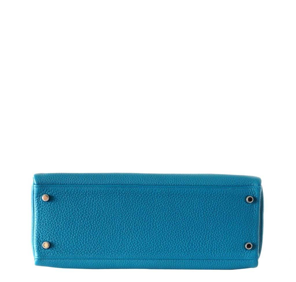 Hermes Kelly Mou 32 Blue Izmir Togo Leather Palladium Hardware