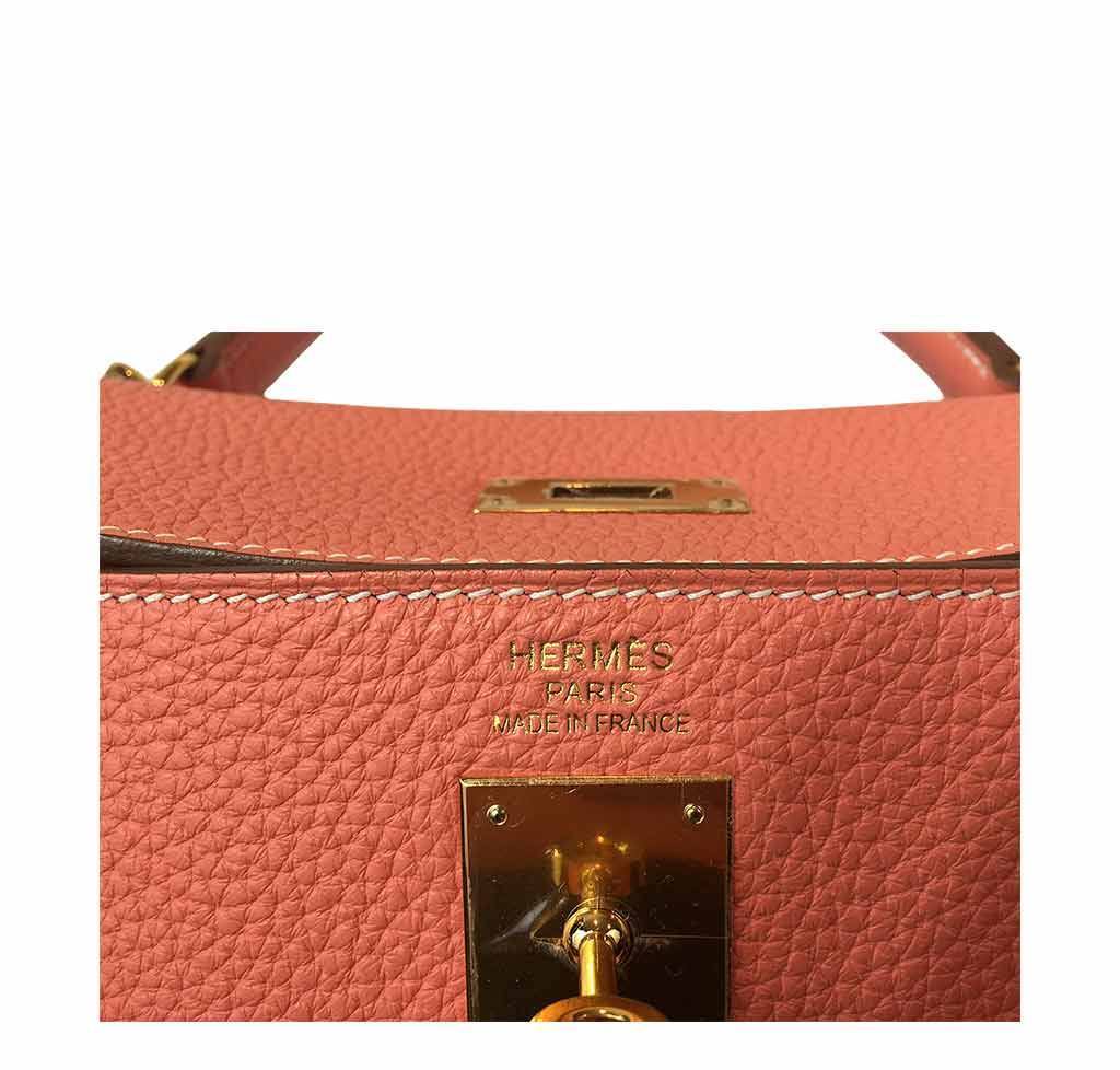 Hermes Kelly 35 Crevette Clemence Leather Gold Hardware