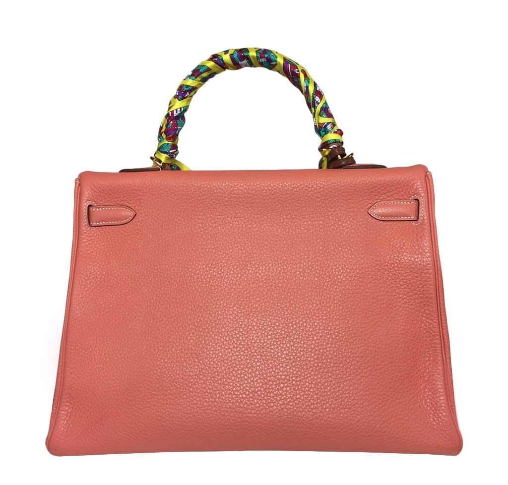 Hermes Kelly 35 Crevette Clemence Leather Gold Hardware