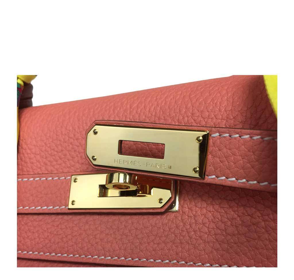 Hermes Kelly 35 Crevette Clemence Leather Gold Hardware