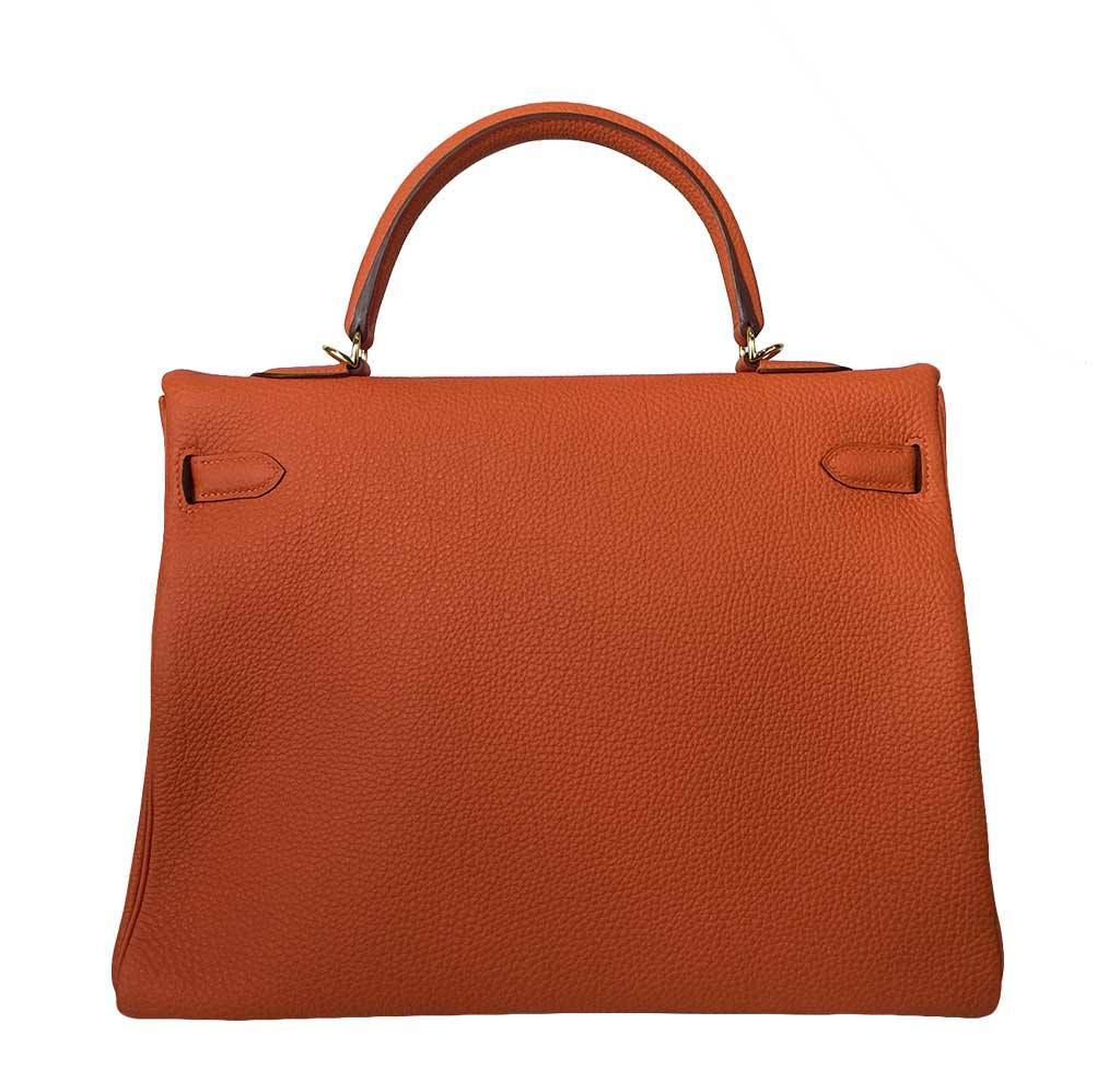 Hermes Kelly 35 Orange Togo Leather Gold Hardware