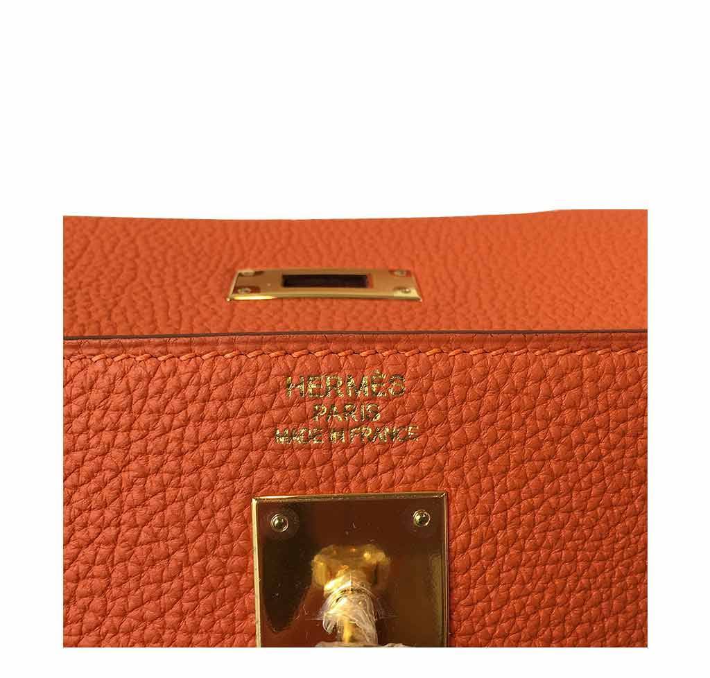 Hermes Kelly 35 Orange Togo Leather Gold Hardware