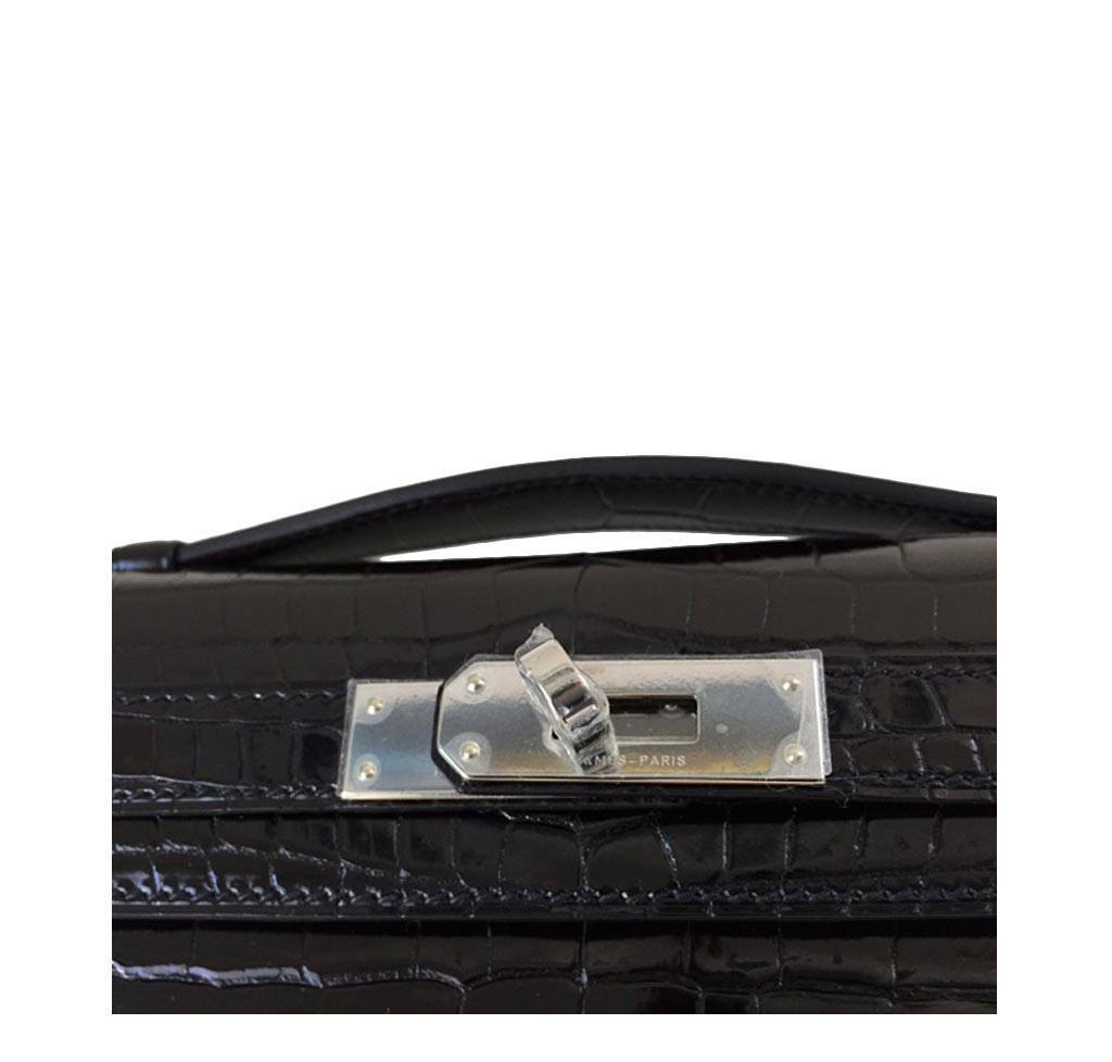 Hermes Kelly Cut Crocodile Black