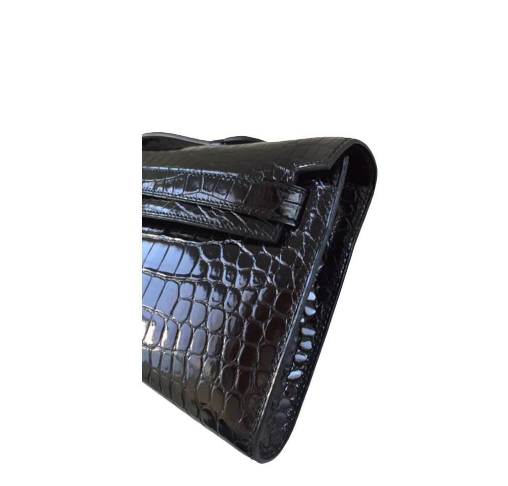 Hermes Kelly Cut Crocodile Black