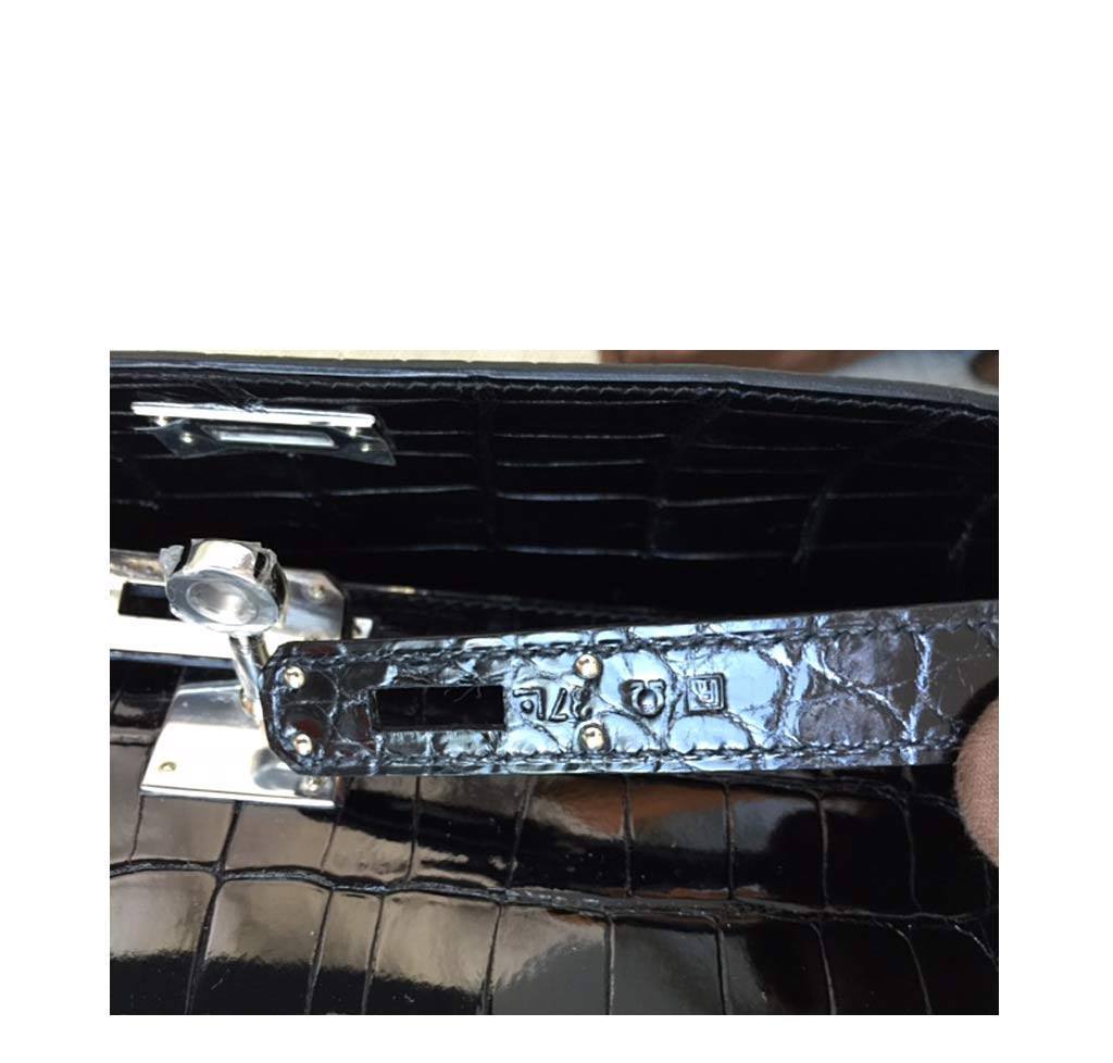 Hermes Kelly Cut Crocodile Black