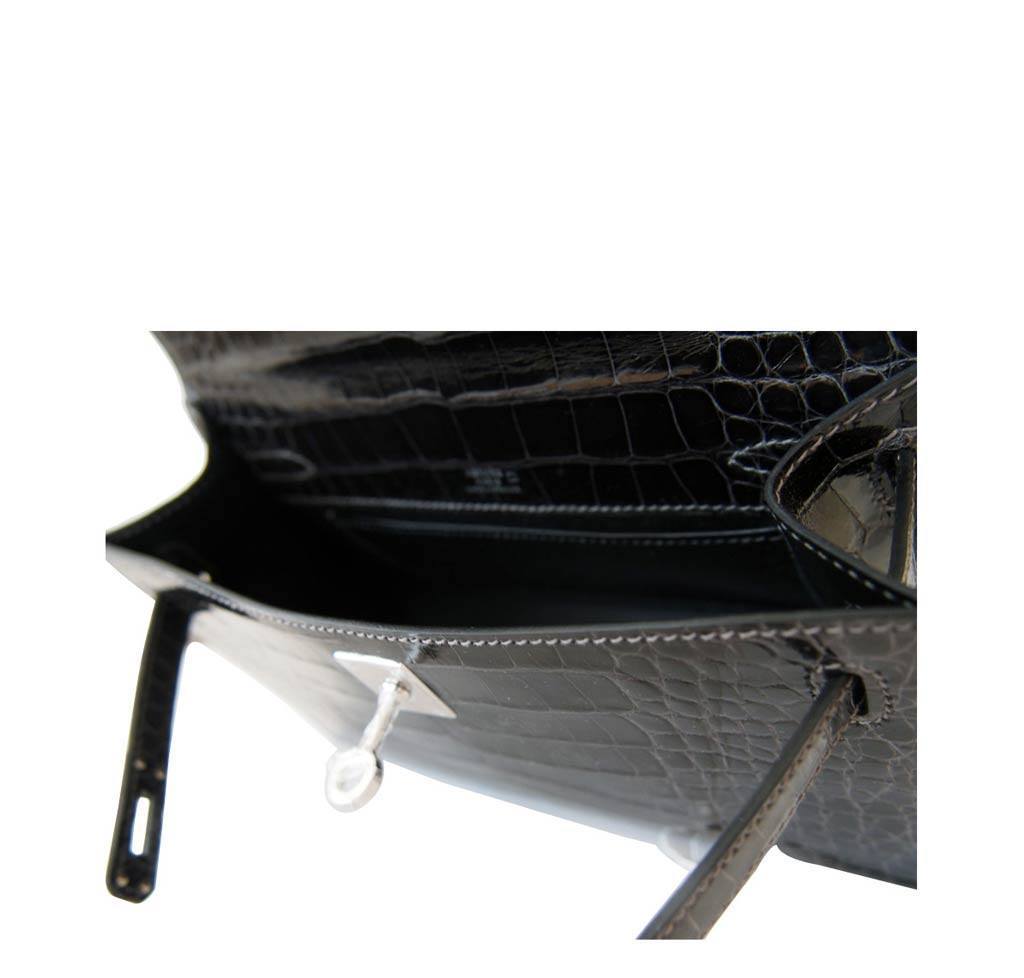 Hermès Alligator Kelly Pochette Mini Bag Graphite Gray