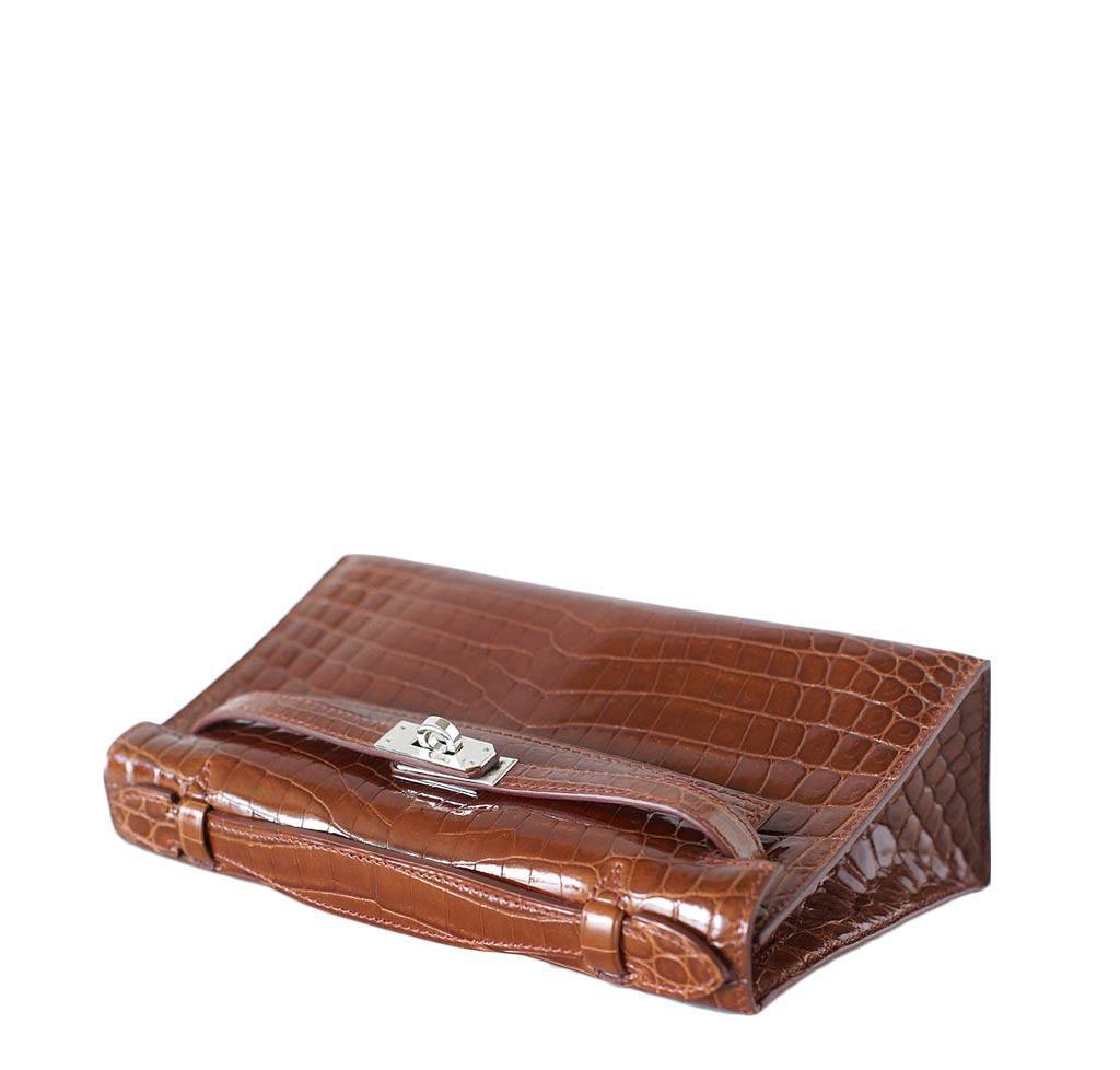 Hermès Kelly Pochette Mini Crocodile Miel Bag