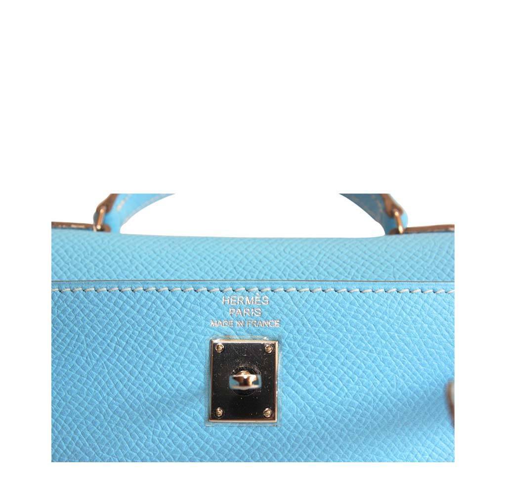 Hermes Tiny Kelly Micro Mini Celeste Epsom Leather Palladium Hardware