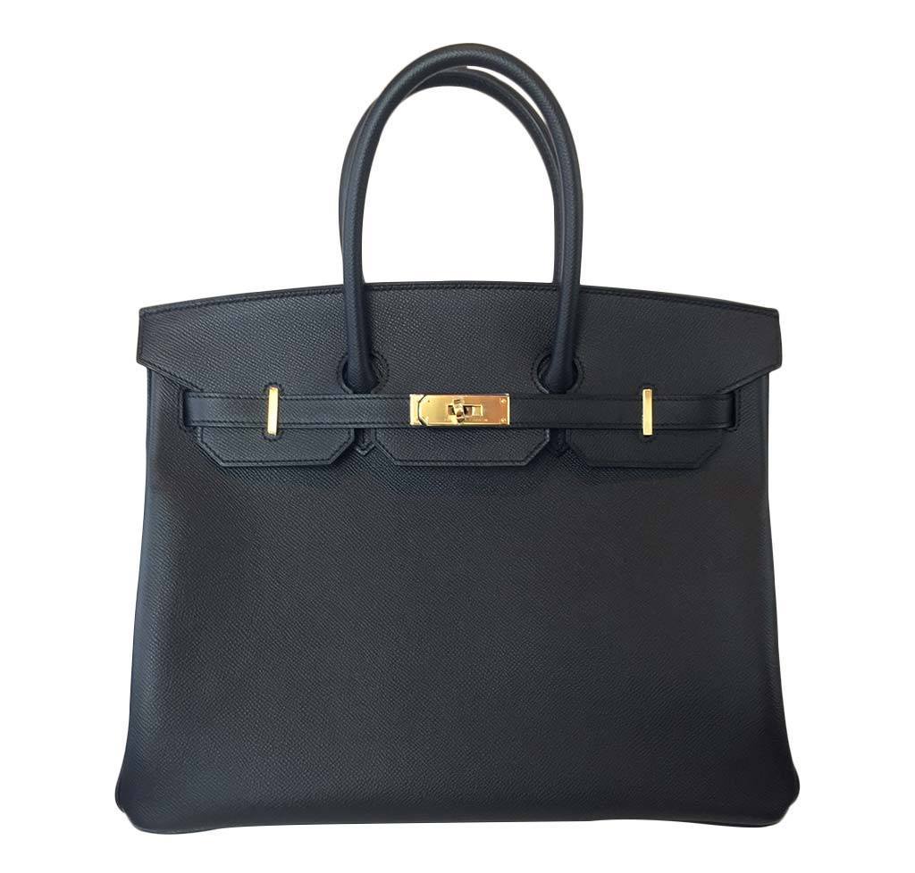 Hermes Birkin 35 Black Epsom Leather Gold Hardware