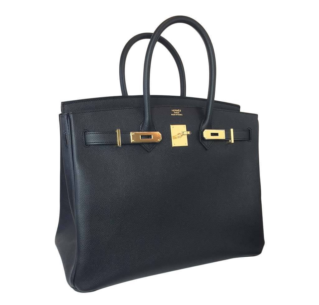 Hermes Birkin 35 Black Epsom Leather Gold Hardware
