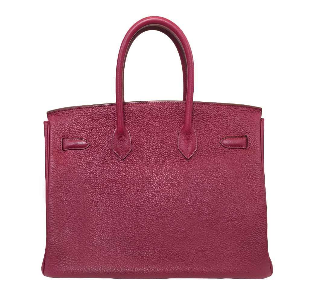 Hermes Birkin 35 Rouge Vif Togo Leather Palladium Hardware