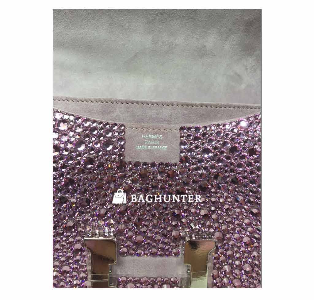 Hermes Constance Mini 18 Lilas Swarovski Crystal Suede Palladium Hardware
