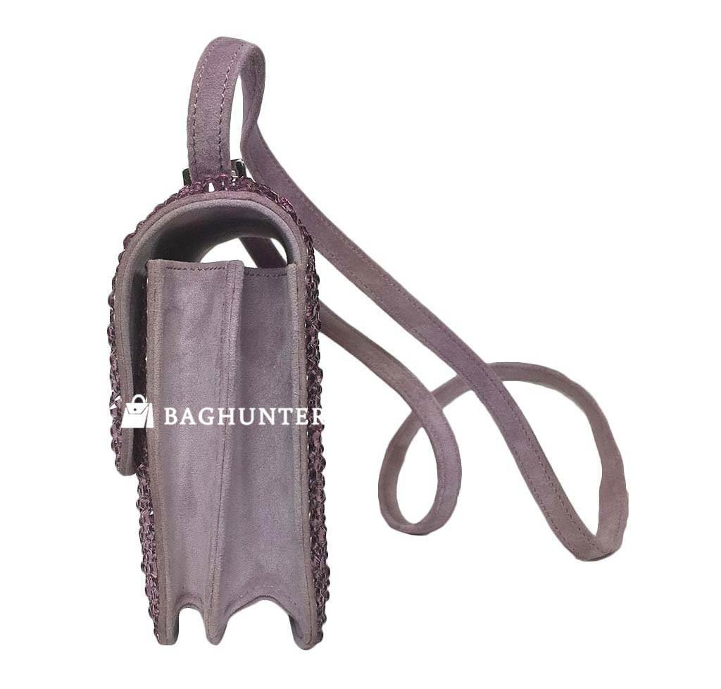Hermes Constance Mini 18 Lilas Swarovski Crystal Suede Palladium Hardware