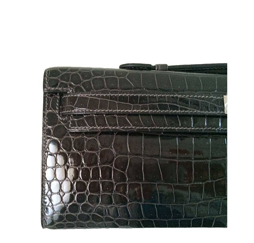 Hermès Kelly Cut Crocodile Graphite Bag