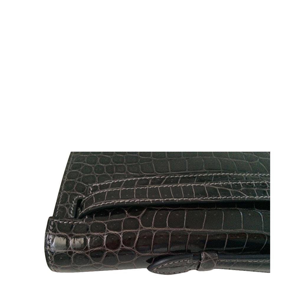 Hermès Kelly Cut Crocodile Graphite Bag