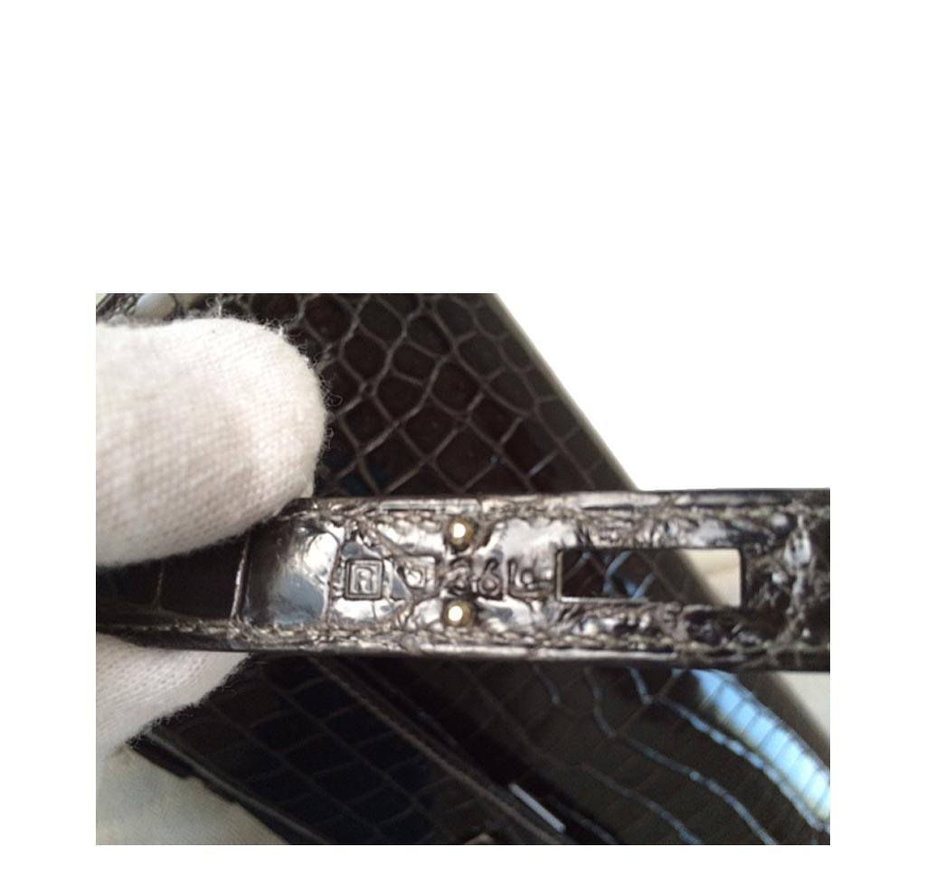 Hermès Kelly Cut Crocodile Graphite Bag