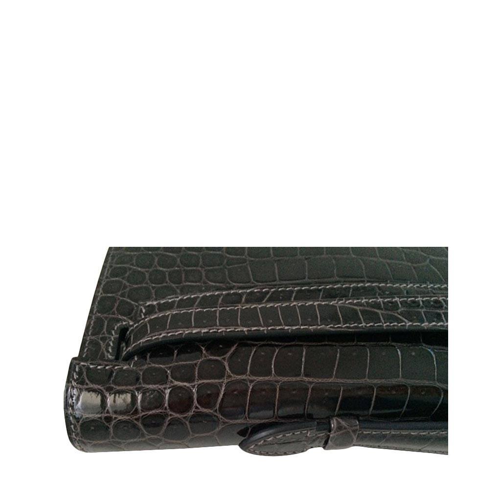 Hermès Kelly Cut Crocodile Graphite Bag