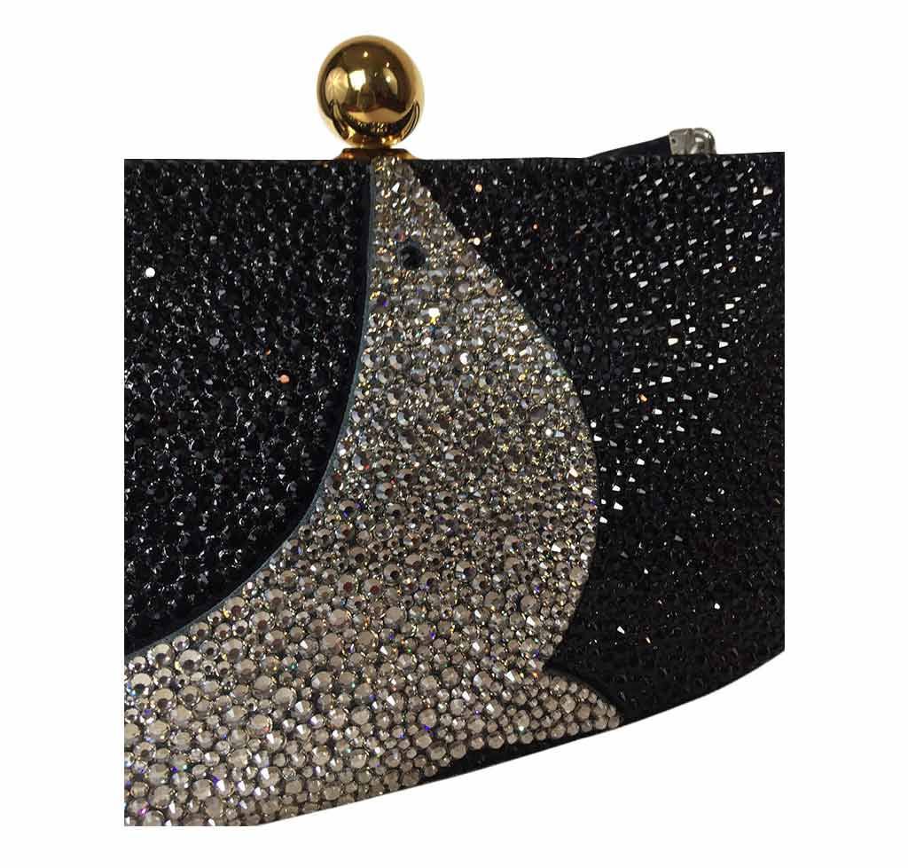 Hermes Sac A Malice Seal Black Suede Swarovski Crystal Gold Plated Closure