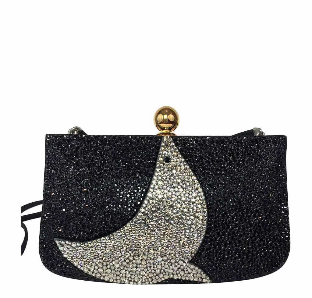 Hermes Sac A Malice Seal Black Suede Swarovski Crystal Gold Plated Closure