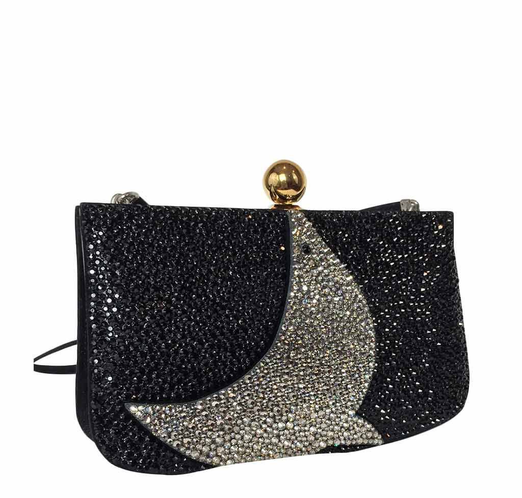 Hermes Sac A Malice Seal Black Suede Swarovski Crystal Gold Plated Closure
