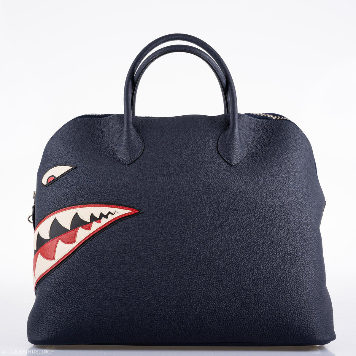 Hermes Bolide 40 Shark Indigo Blue Togo Bag Palladium Hardware
