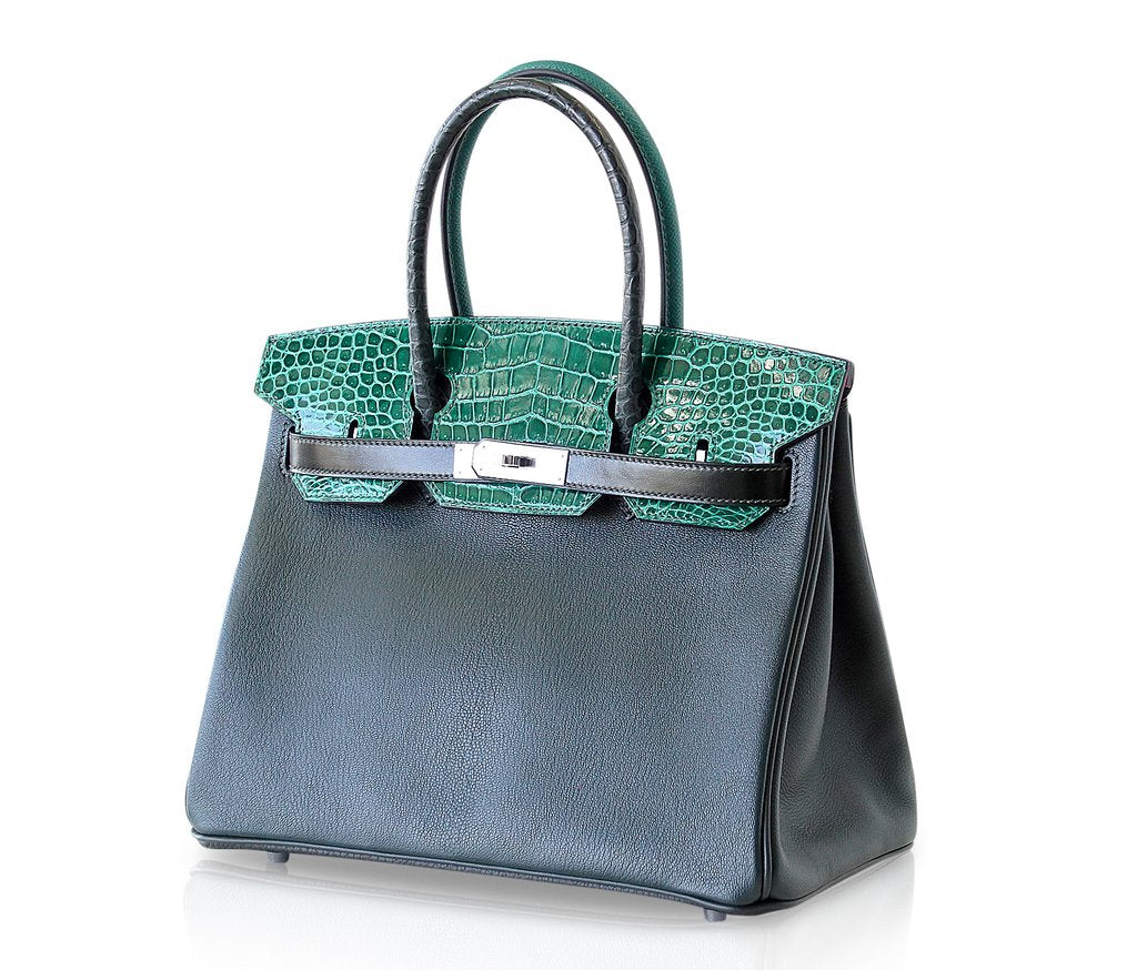 Hermes Birkin 30 Patchwork Vert Multi-Material Palladium Hardware Limited Edition