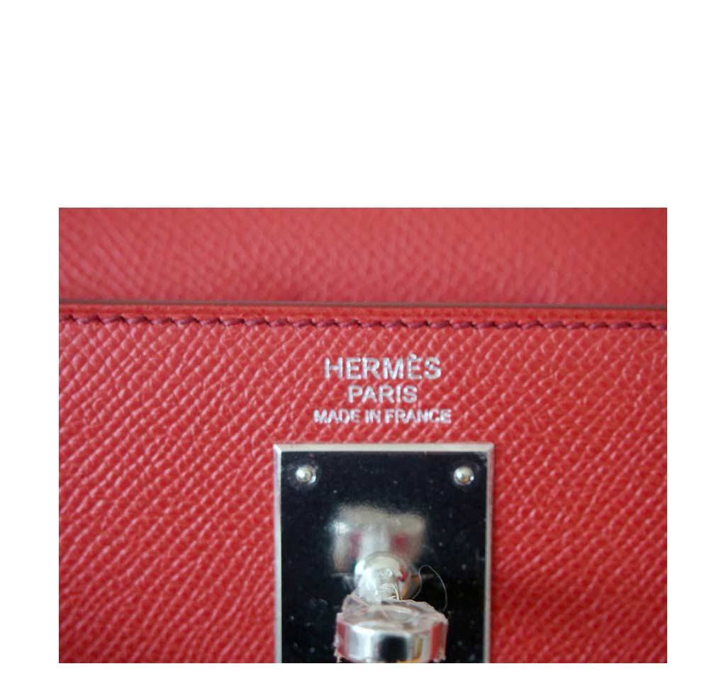 Hermes Kelly 32 Sellier Flag Flamingo Coral Epsom Leather Palladium Hardware