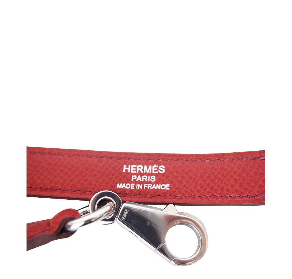 Hermes Kelly 32 Sellier Flag Flamingo Coral Epsom Leather Palladium Hardware