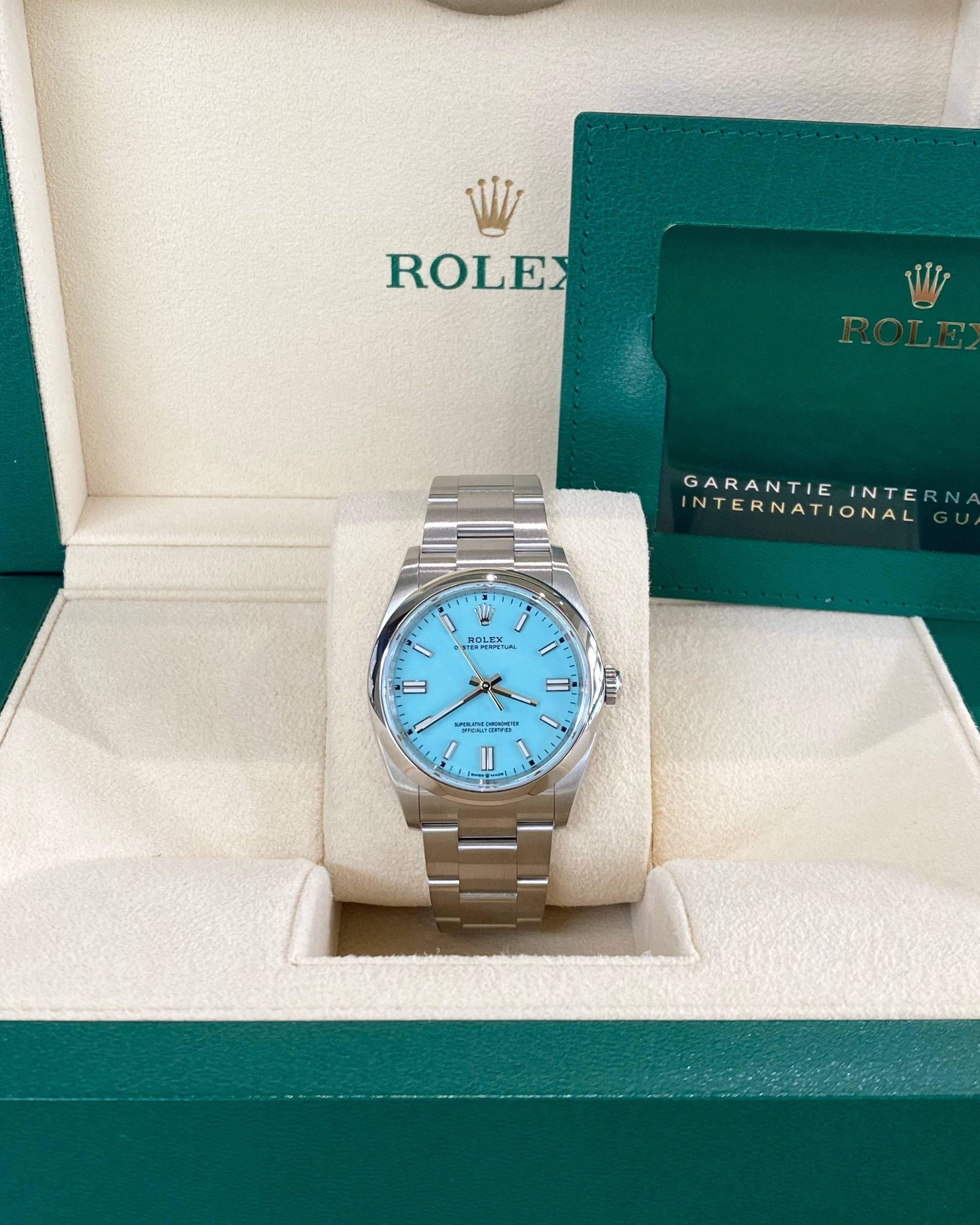 Rolex Oyster Perpetual 36 126000 Turquoise Blue Dial Watch